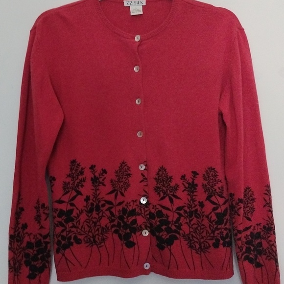 ZZ Silk button down sweater top size L - Picture 7 of 15